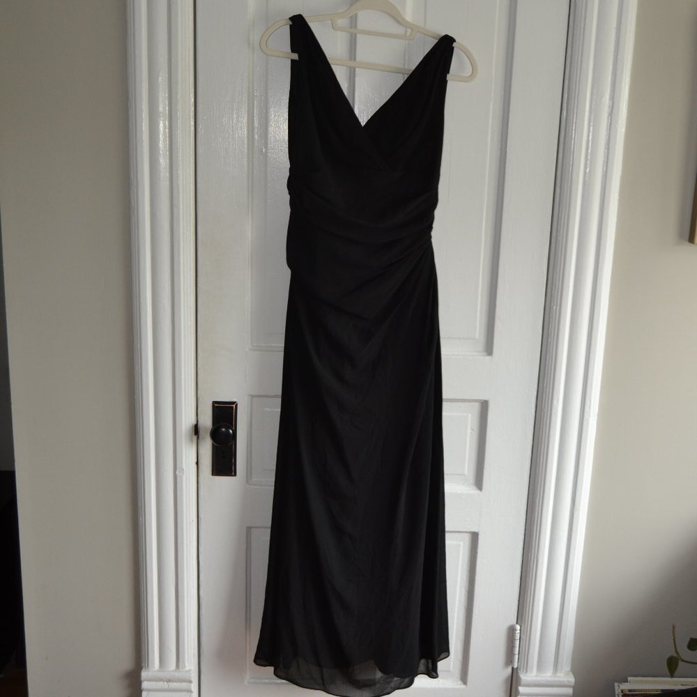 WTOO By Watters & Watters V Neck Strap Gown Maxi Dress